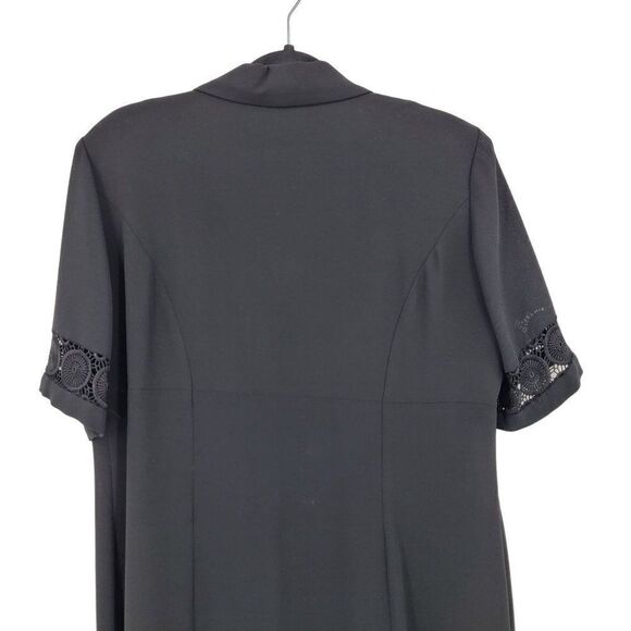 Vintage 80's Chaus Shift Dress 14W Black Button Front‎ Lace Pleated Ruffle Hem - Picture 8 of 10